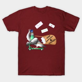 Pigeons Express (Rust Red Background) T-Shirt